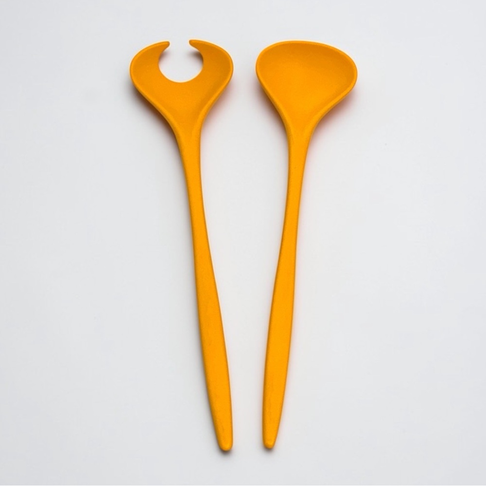 Vintage 70’s Mepal Rosti Melamine Salad Serving Utensils In Yellow
